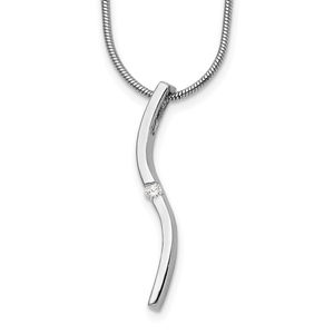 925 Sterling Silver Rhodium-plated 18 Inch Diamond Necklace, 2" Ext.